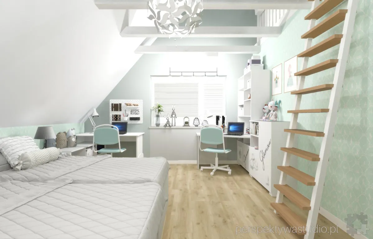 projektant wnetrz Lublin perspektywastudio.pl projekt pokoju dzieci fashion mint 1