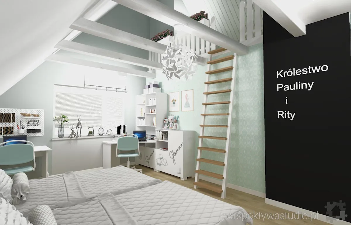 projektant wnetrz Lublin perspektywastudio.pl projekt pokoju dzieci fashion mint 10