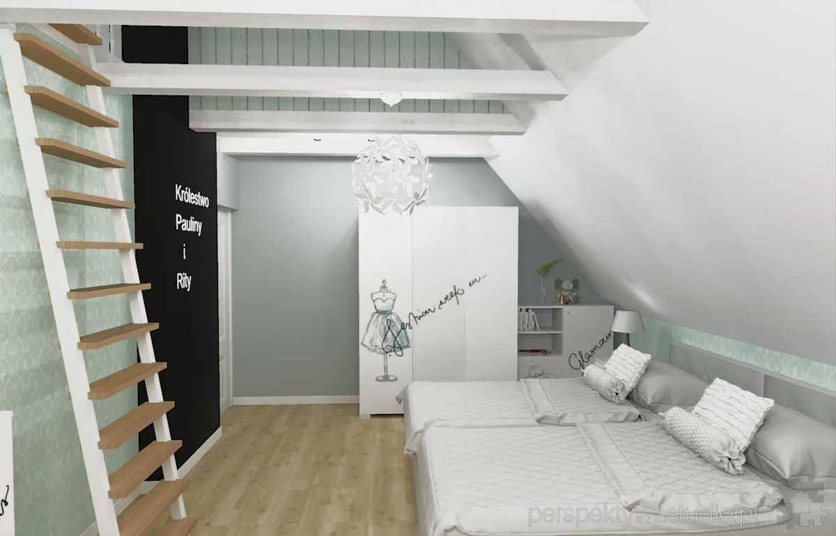 projektant wnetrz Lublin perspektywastudio.pl projekt pokoju dzieci fashion mint 11