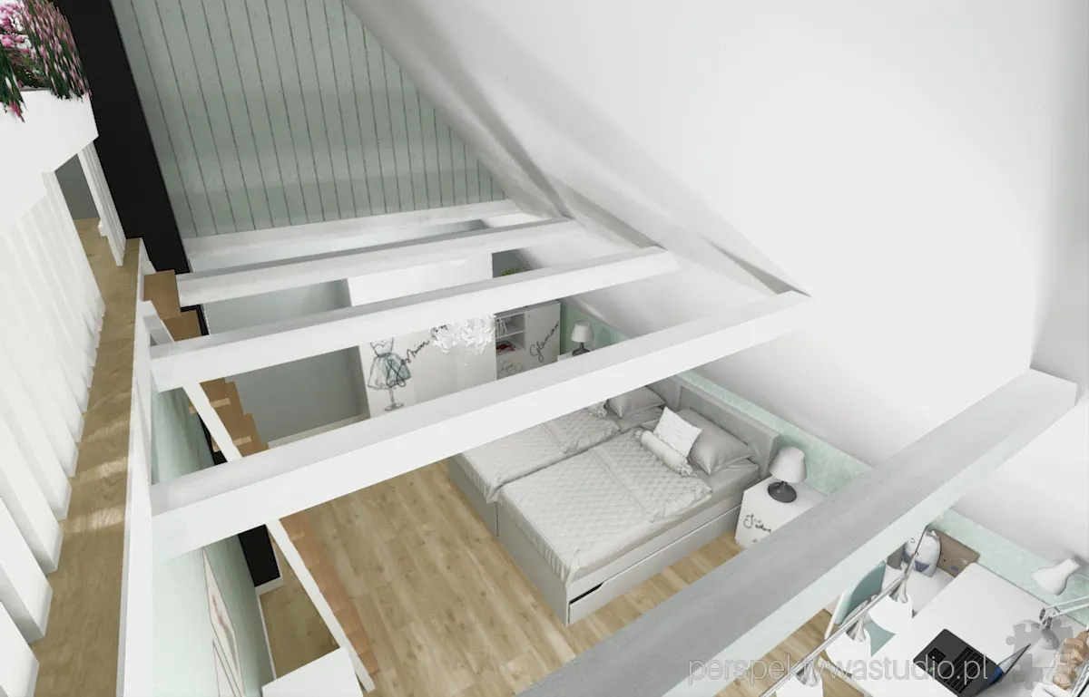 projektant wnetrz Lublin perspektywastudio.pl projekt pokoju dzieci fashion mint 12