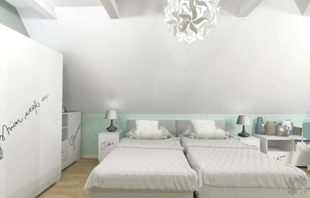 projektant wnetrz Lublin perspektywastudio.pl projekt pokoju dzieci fashion mint 2