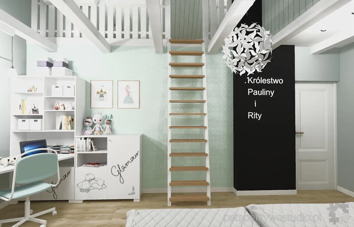 projektant wnetrz Lublin perspektywastudio.pl projekt pokoju dzieci fashion mint 3