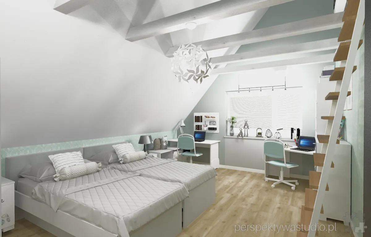 projektant wnetrz Lublin perspektywastudio.pl projekt pokoju dzieci fashion mint 7