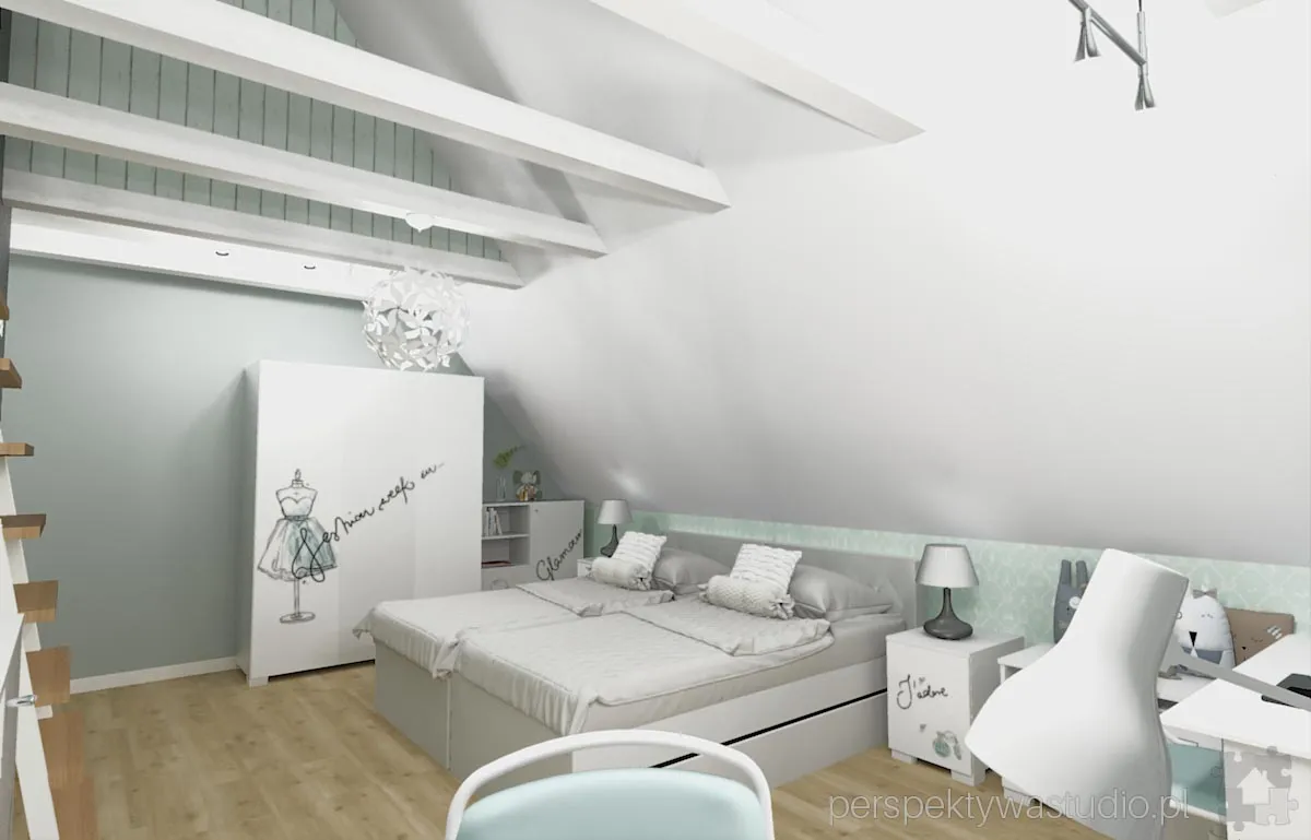 projektant wnetrz Lublin perspektywastudio.pl projekt pokoju dzieci fashion mint 8
