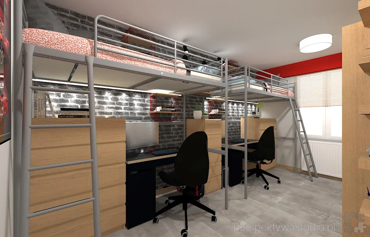 projektant wnetrz Lublin perspektywastudio.pl projekt pokoju dzieci ferrari 1