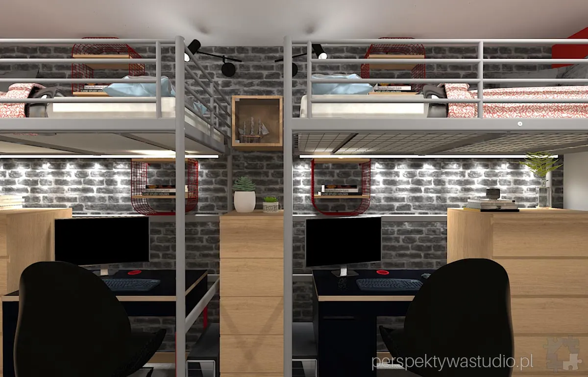 projektant wnetrz Lublin perspektywastudio.pl projekt pokoju dzieci ferrari 2