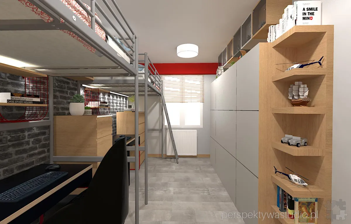 projektant wnetrz Lublin perspektywastudio.pl projekt pokoju dzieci ferrari 4