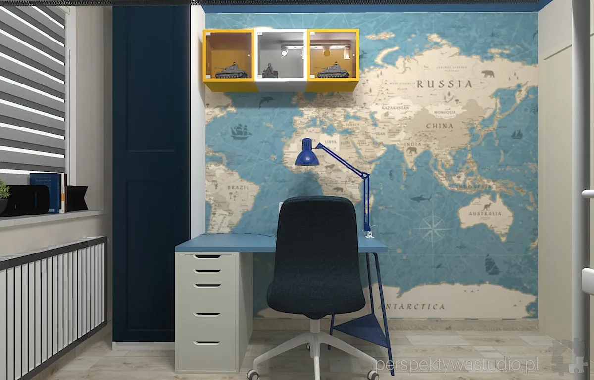 projektant wnetrz Lublin perspektywastudio.pl projekt pokoju dzieci geograf 1