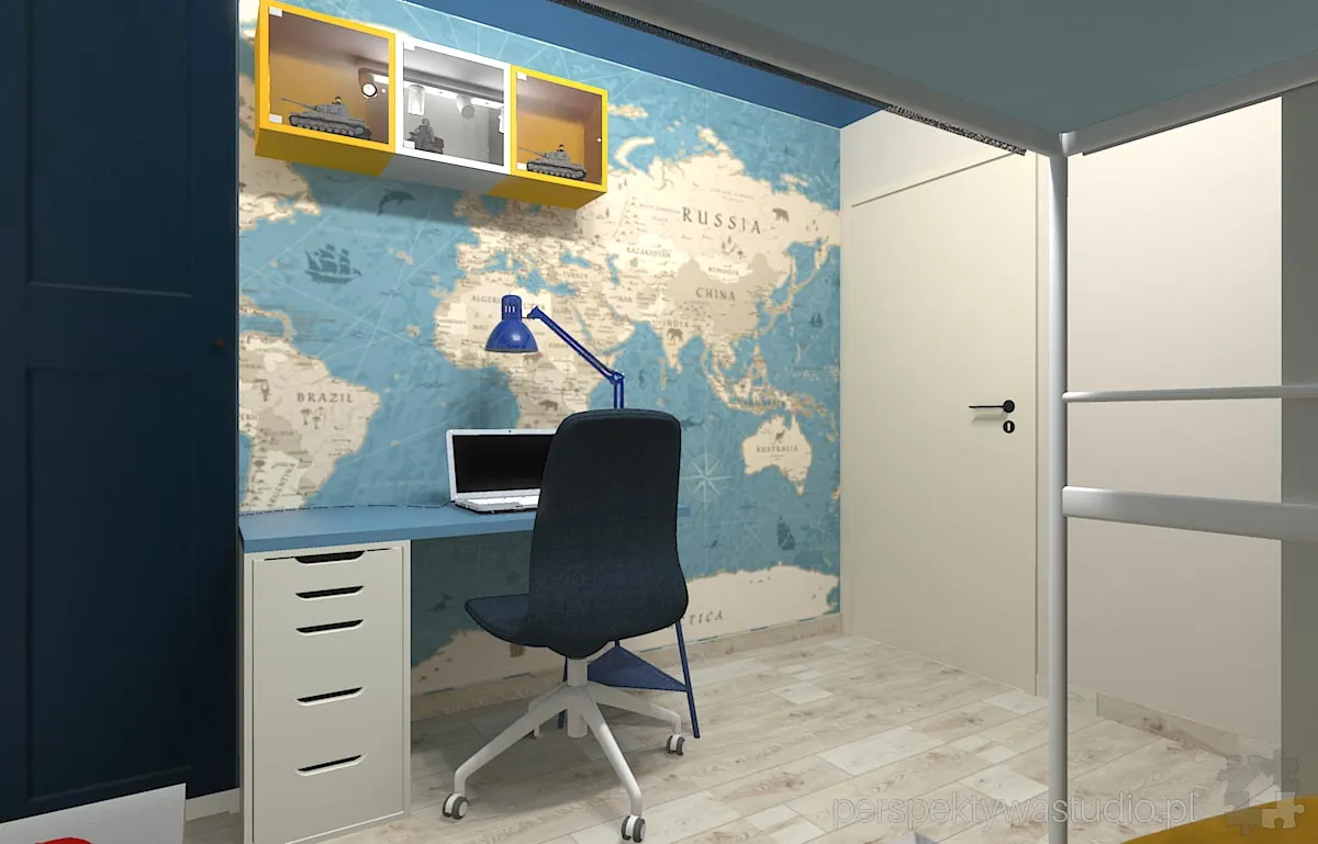 projektant wnetrz Lublin perspektywastudio.pl projekt pokoju dzieci geograf 2