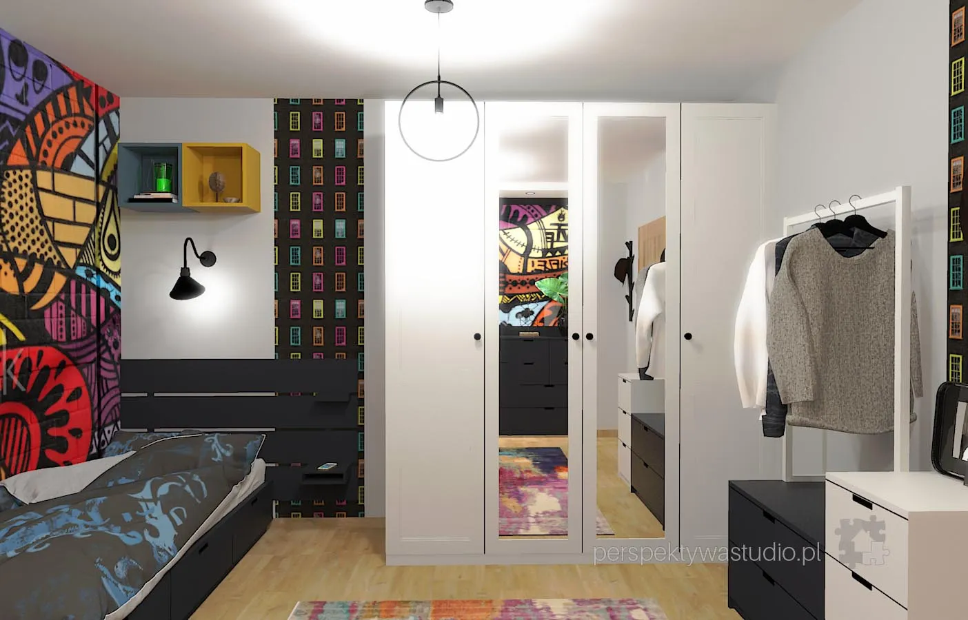projektant wnetrz Lublin perspektywastudio.pl projekt pokoju dzieci grafitti 1