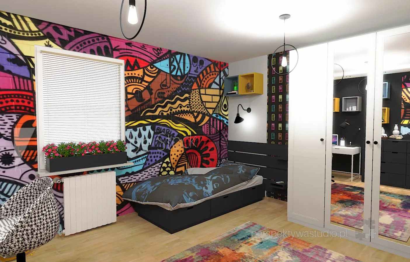 projektant wnetrz Lublin perspektywastudio.pl projekt pokoju dzieci grafitti 2