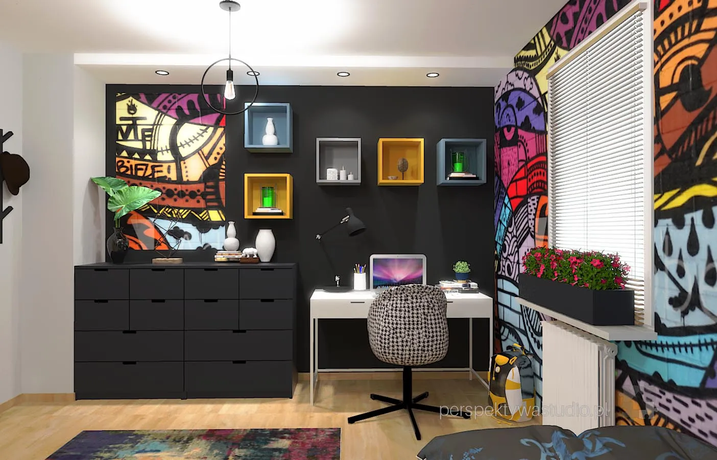 projektant wnetrz Lublin perspektywastudio.pl projekt pokoju dzieci grafitti 7