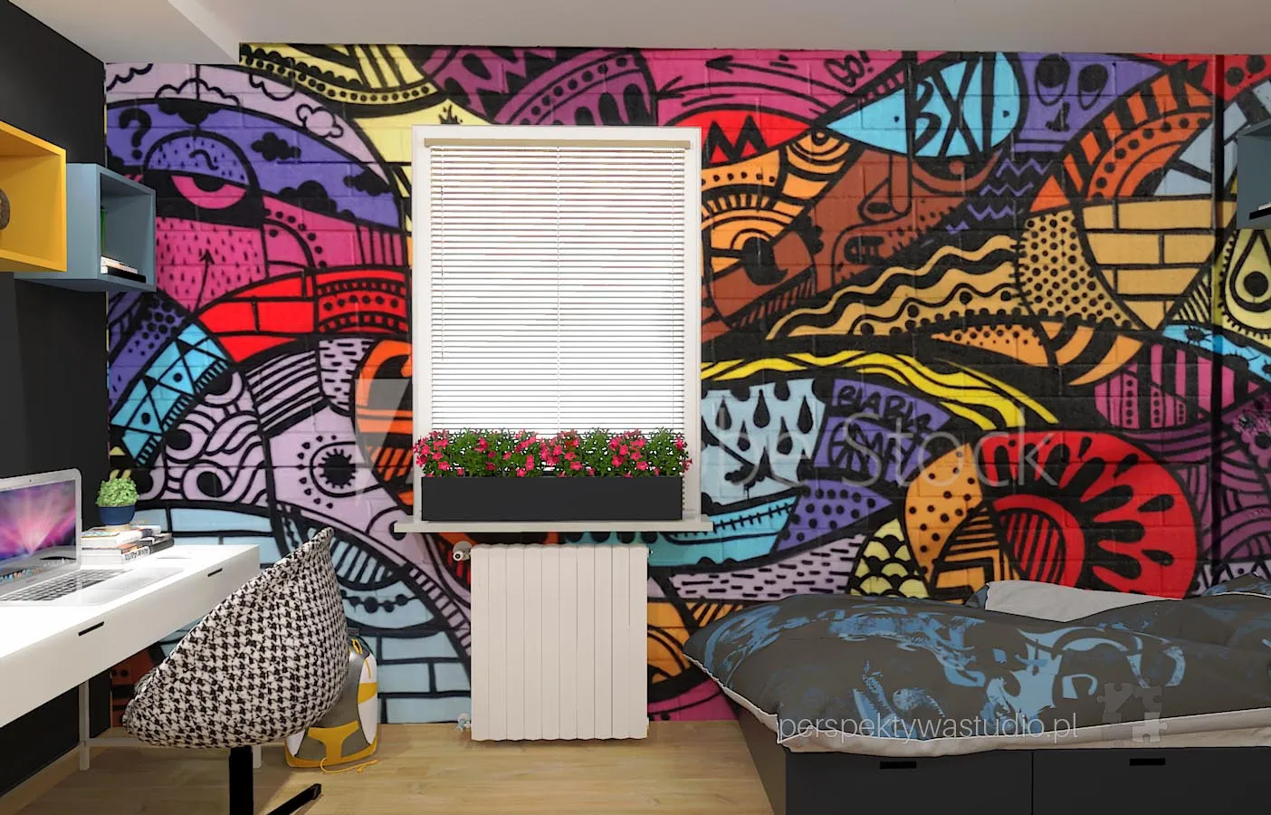projektant wnetrz Lublin perspektywastudio.pl projekt pokoju dzieci grafitti 8