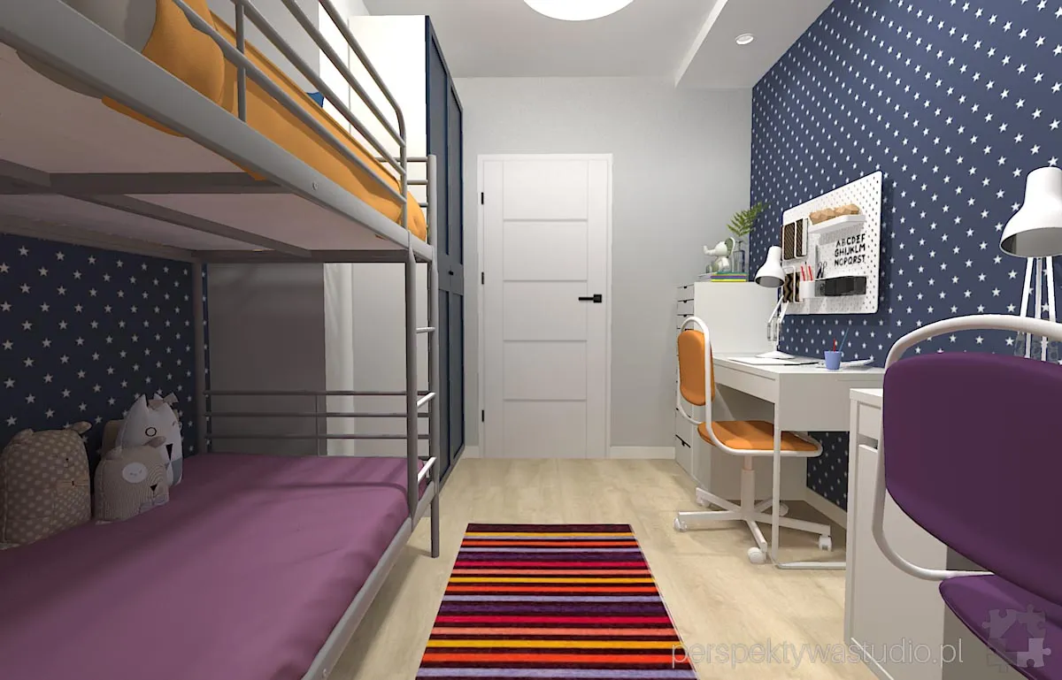 projektant wnetrz Lublin perspektywastudio.pl projekt pokoju dzieci gwiazdka 6