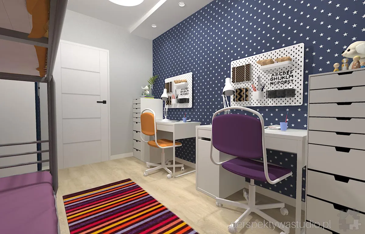 projektant wnetrz Lublin perspektywastudio.pl projekt pokoju dzieci gwiazdka 7