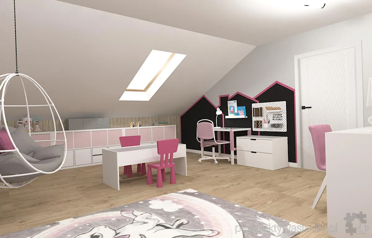 projektant wnetrz Lublin perspektywastudio.pl projekt pokoju dzieci kurtyna w gore 7