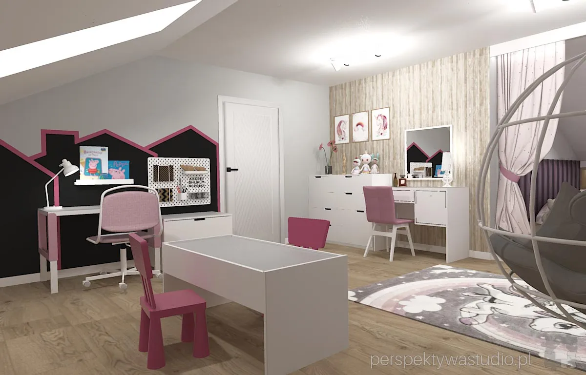 projektant wnetrz Lublin perspektywastudio.pl projekt pokoju dzieci kurtyna w gore 8
