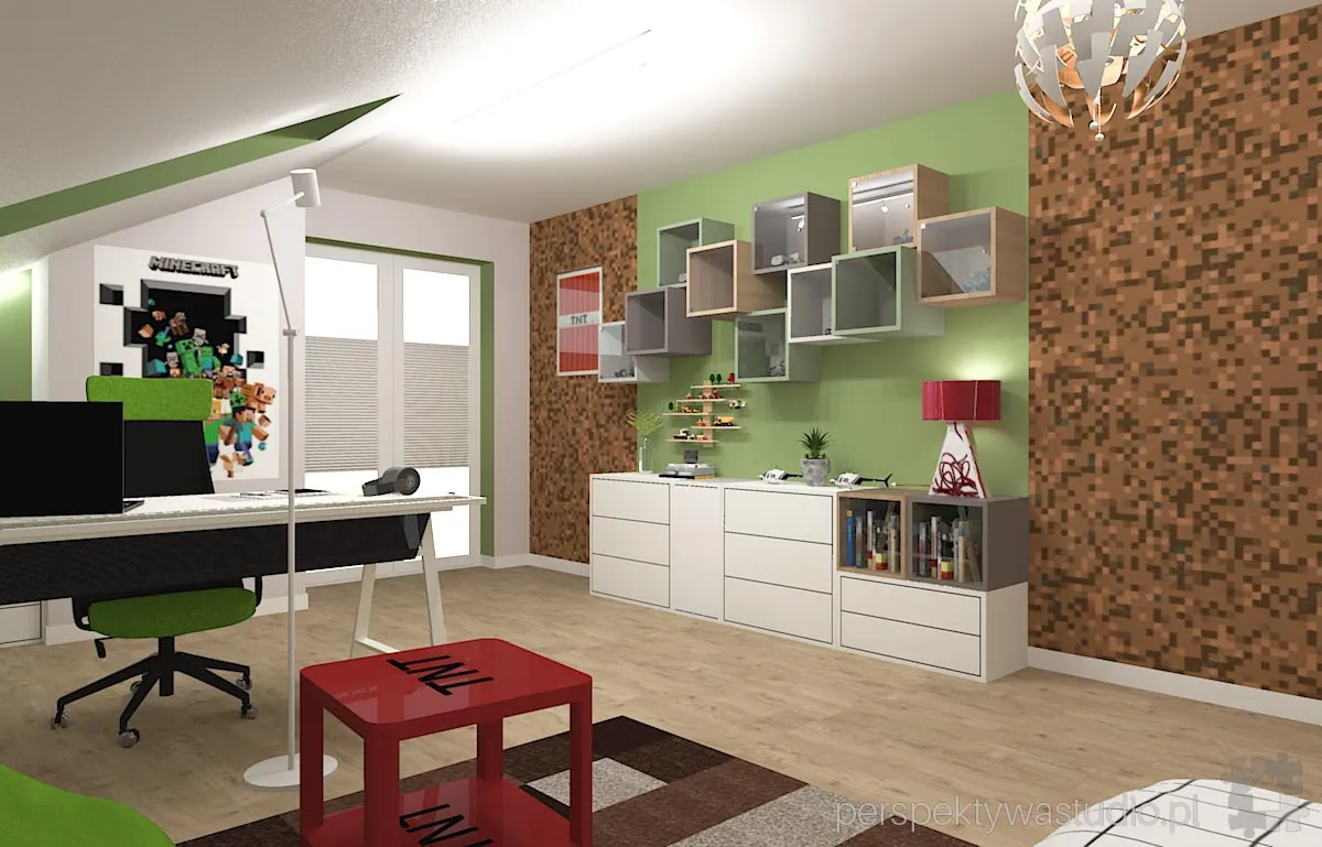 projektant wnetrz Lublin perspektywastudio.pl projekt pokoju dzieci mine craft 1 10
