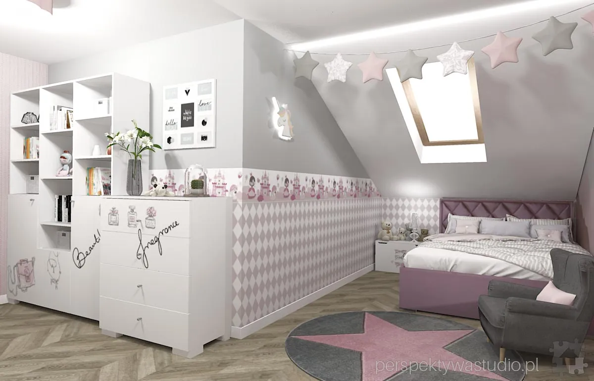 projektant wnetrz Lublin perspektywastudio.pl projekt pokoju dzieci pink mountain 5
