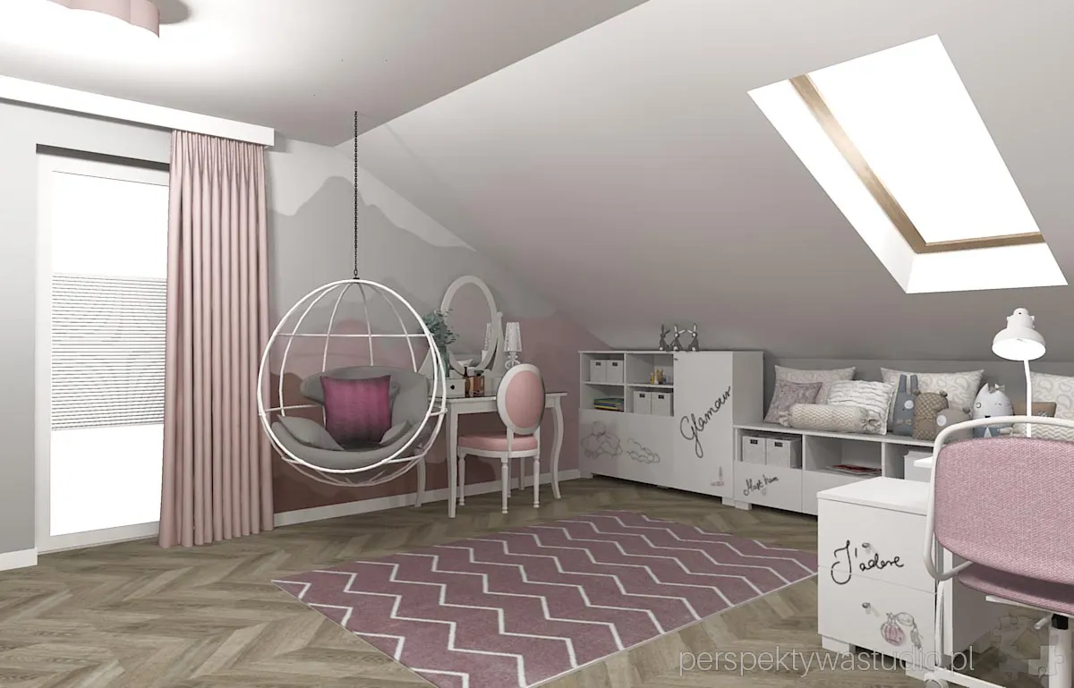 projektant wnetrz Lublin perspektywastudio.pl projekt pokoju dzieci pink mountain 7