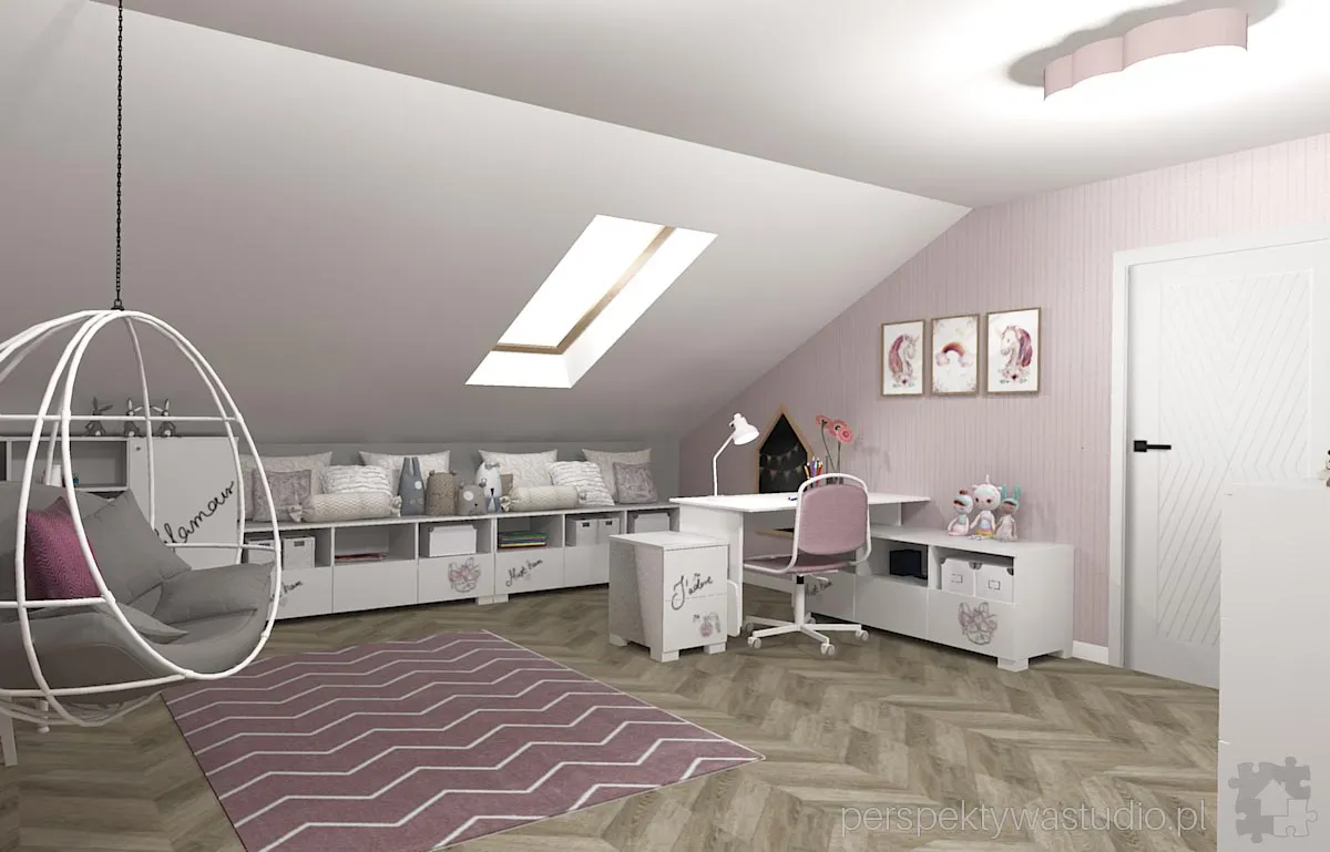 projektant wnetrz Lublin perspektywastudio.pl projekt pokoju dzieci pink mountain 8