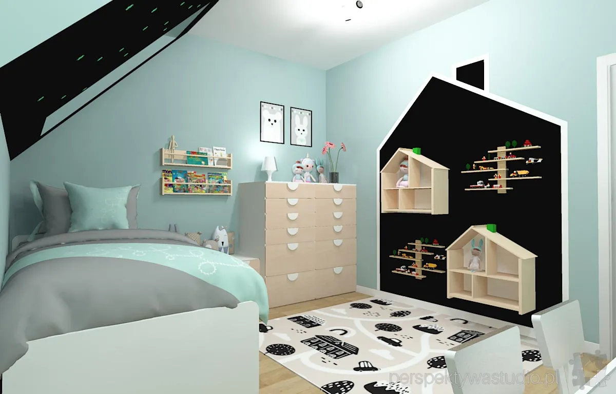projektant wnetrz Lublin perspektywastudio.pl projekt pokoju dzieci serce 7