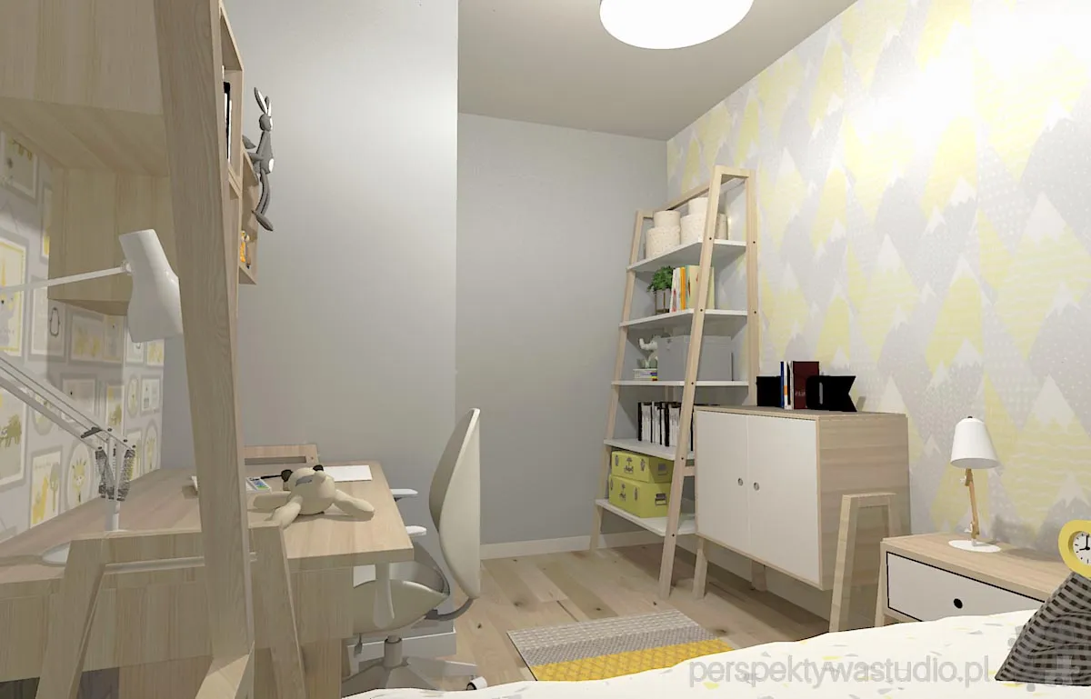 projektant wnetrz Lublin perspektywastudio.pl projekt pokoju dzieci yellowgrey 5