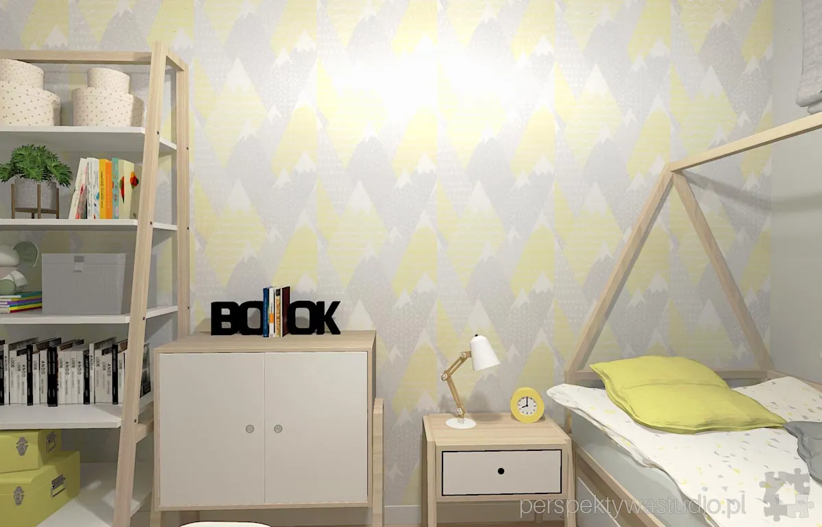 projektant wnetrz Lublin perspektywastudio.pl projekt pokoju dzieci yellowgrey 6