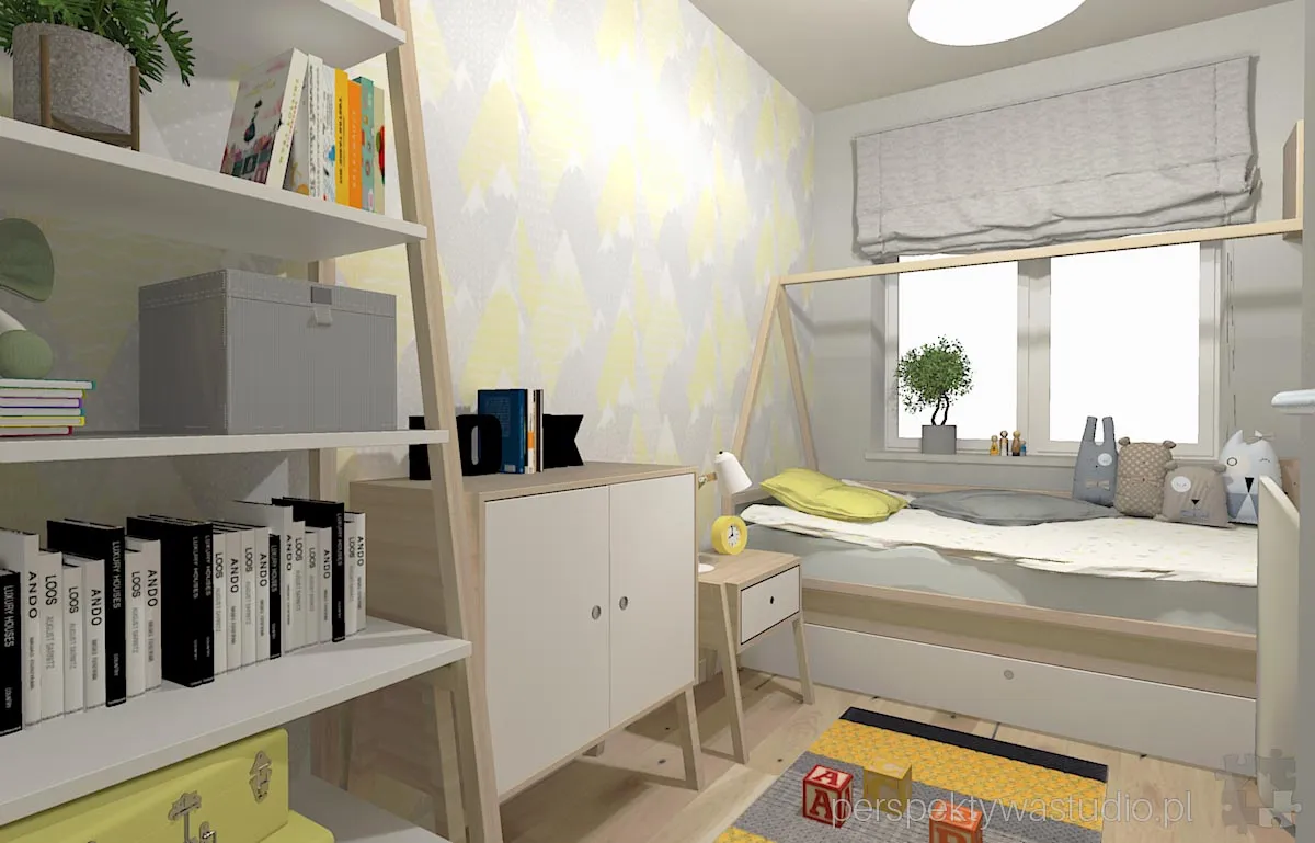 projektant wnetrz Lublin perspektywastudio.pl projekt pokoju dzieci yellowgrey 7