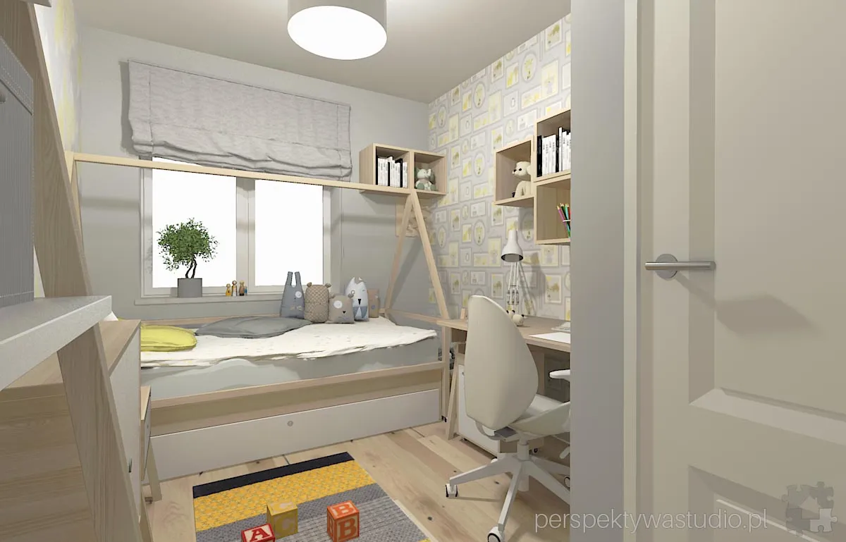 projektant wnetrz Lublin perspektywastudio.pl projekt pokoju dzieci yellowgrey 8