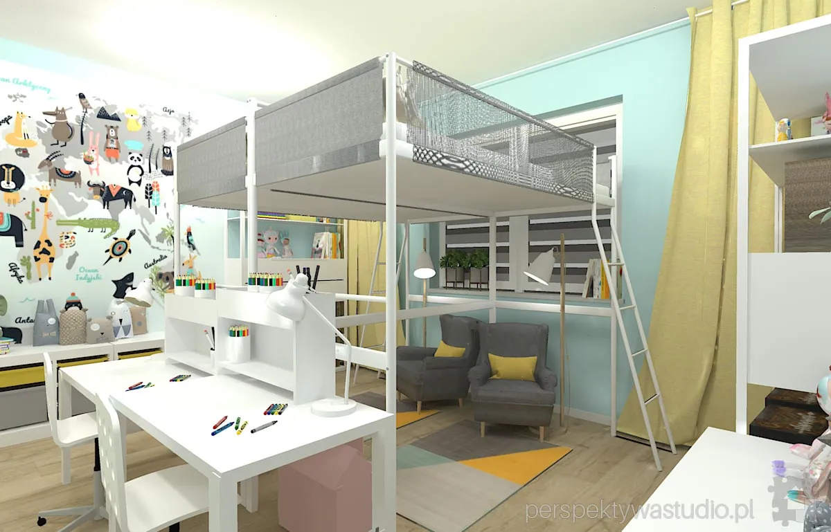 projektant wnetrz Lublin perspektywastudio.pl projekt pokoju dzieci zoo 11