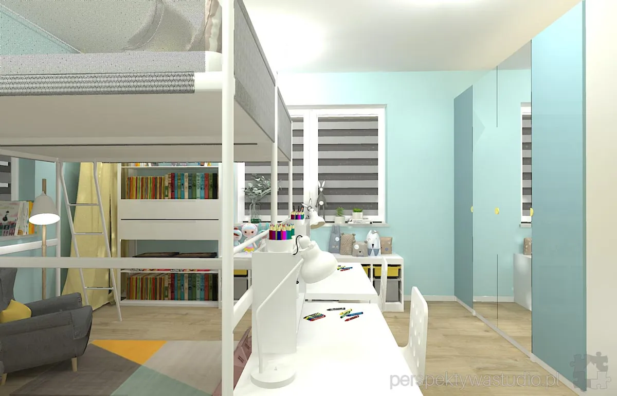 projektant wnetrz Lublin perspektywastudio.pl projekt pokoju dzieci zoo 2
