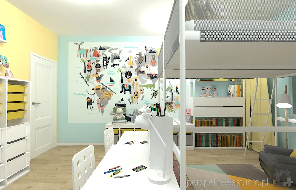 projektant wnetrz Lublin perspektywastudio.pl projekt pokoju dzieci zoo 4