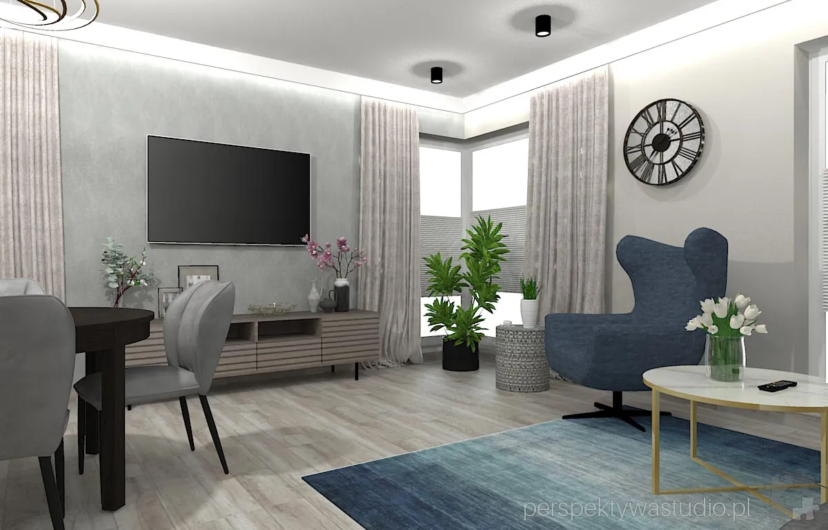 projektant wnetrz Lublin perspektywastudio.pl projekt salonu z aneksem blue sky 8