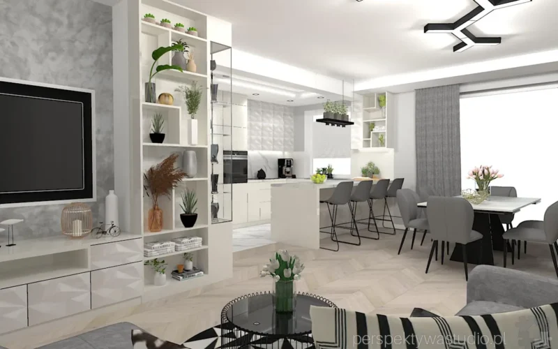 projektant wnetrz Lublin perspektywastudio.pl projekt salonu z aneksem geo art 13