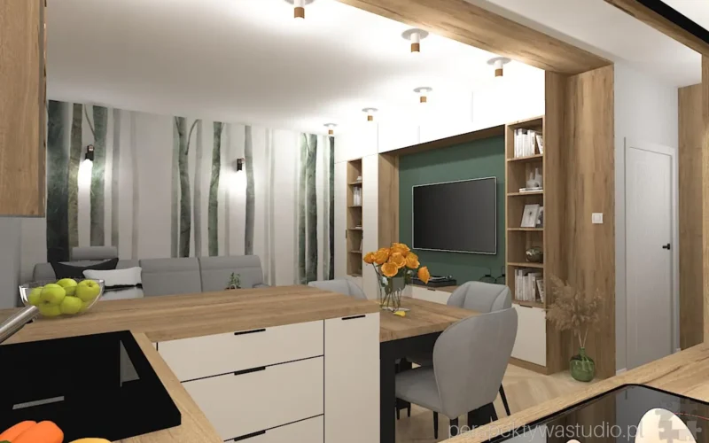 projektant wnetrz Lublin perspektywastudio.pl projekt salonu z aneksem green wolf 15