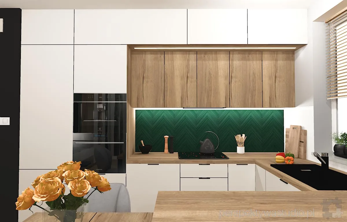 projektant wnetrz Lublin perspektywastudio.pl projekt salonu z aneksem green wolf 2