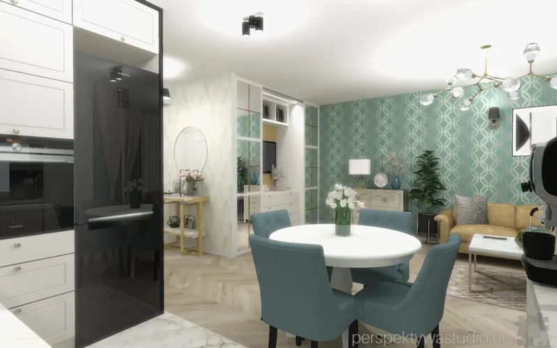 projektant wnetrz Lublin perspektywastudio.pl projekt salonu z aneksem hampton 15