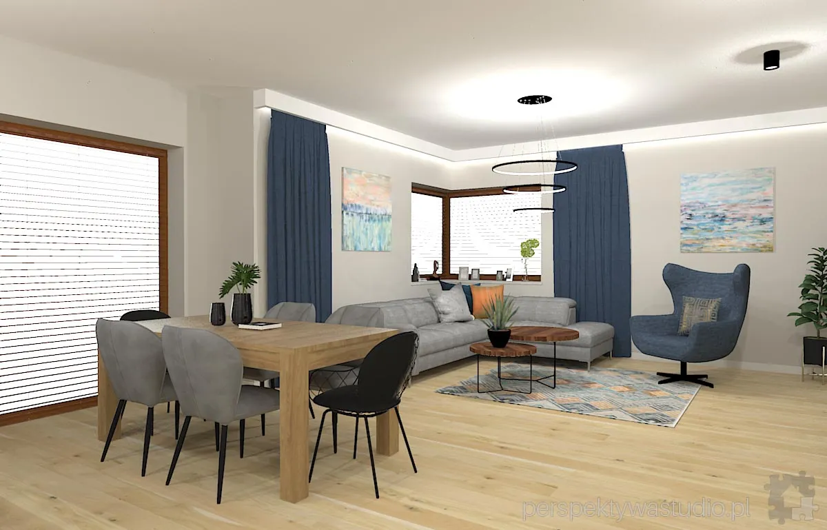 projektant wnetrz Lublin perspektywastudio.pl projekt salonu z aneksem hex flex 12