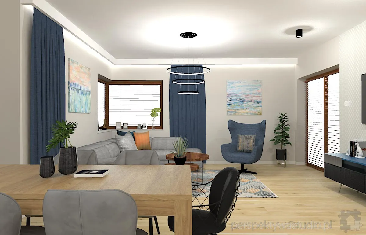 projektant wnetrz Lublin perspektywastudio.pl projekt salonu z aneksem hex flex 17