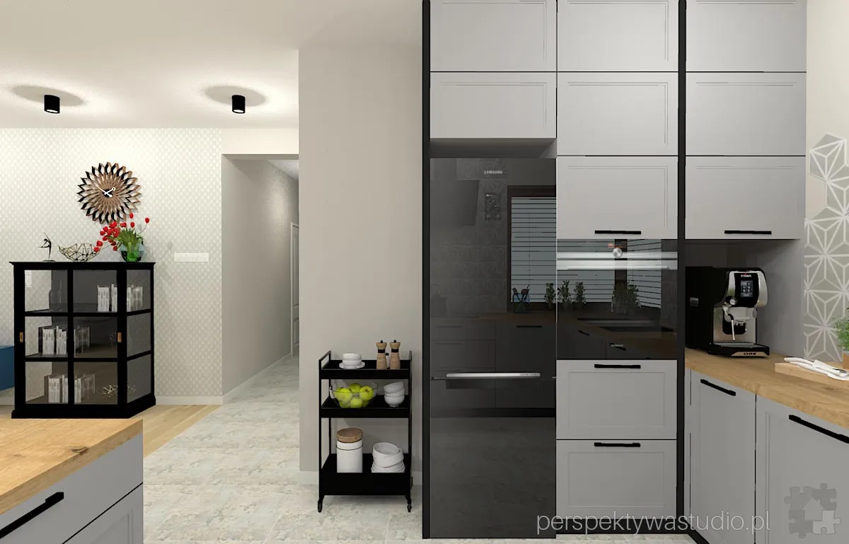 projektant wnetrz Lublin perspektywastudio.pl projekt salonu z aneksem hex flex 5