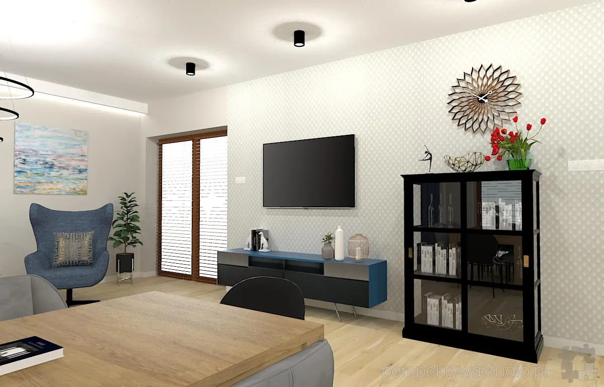 projektant wnetrz Lublin perspektywastudio.pl projekt salonu z aneksem hex flex 9