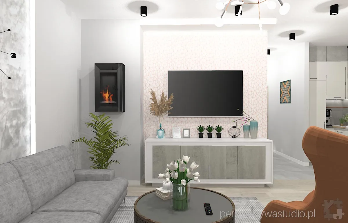 projektant wnetrz Lublin perspektywastudio.pl projekt salonu z aneksem miedziany swit 11