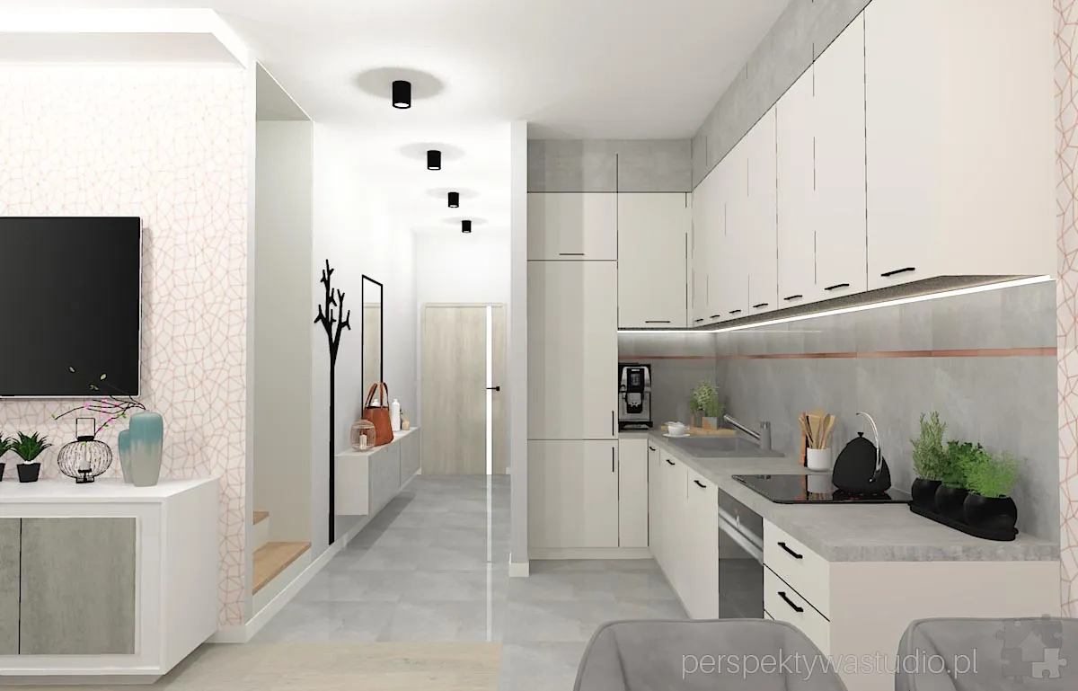 projektant wnetrz Lublin perspektywastudio.pl projekt salonu z aneksem miedziany swit 14