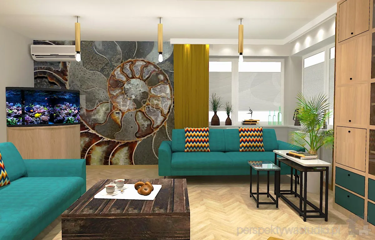 projektant wnetrz Lublin perspektywastudio.pl projekt salonu z aneksem nautilus a