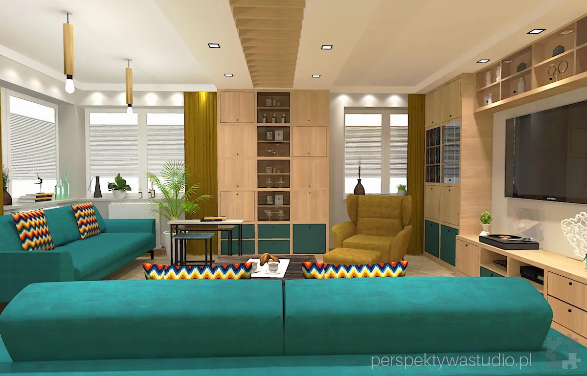 projektant wnetrz Lublin perspektywastudio.pl projekt salonu z aneksem nautilus b