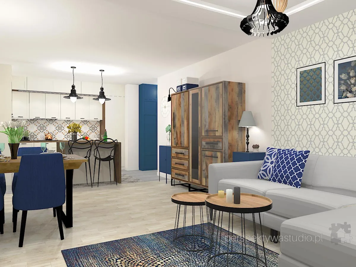 projektant wnetrz Lublin perspektywastudio.pl projekt salonu z aneksem nazywa sie irysh 12