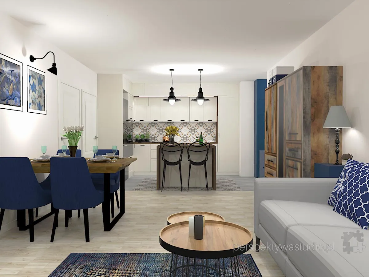 projektant wnetrz Lublin perspektywastudio.pl projekt salonu z aneksem nazywa sie irysh 13