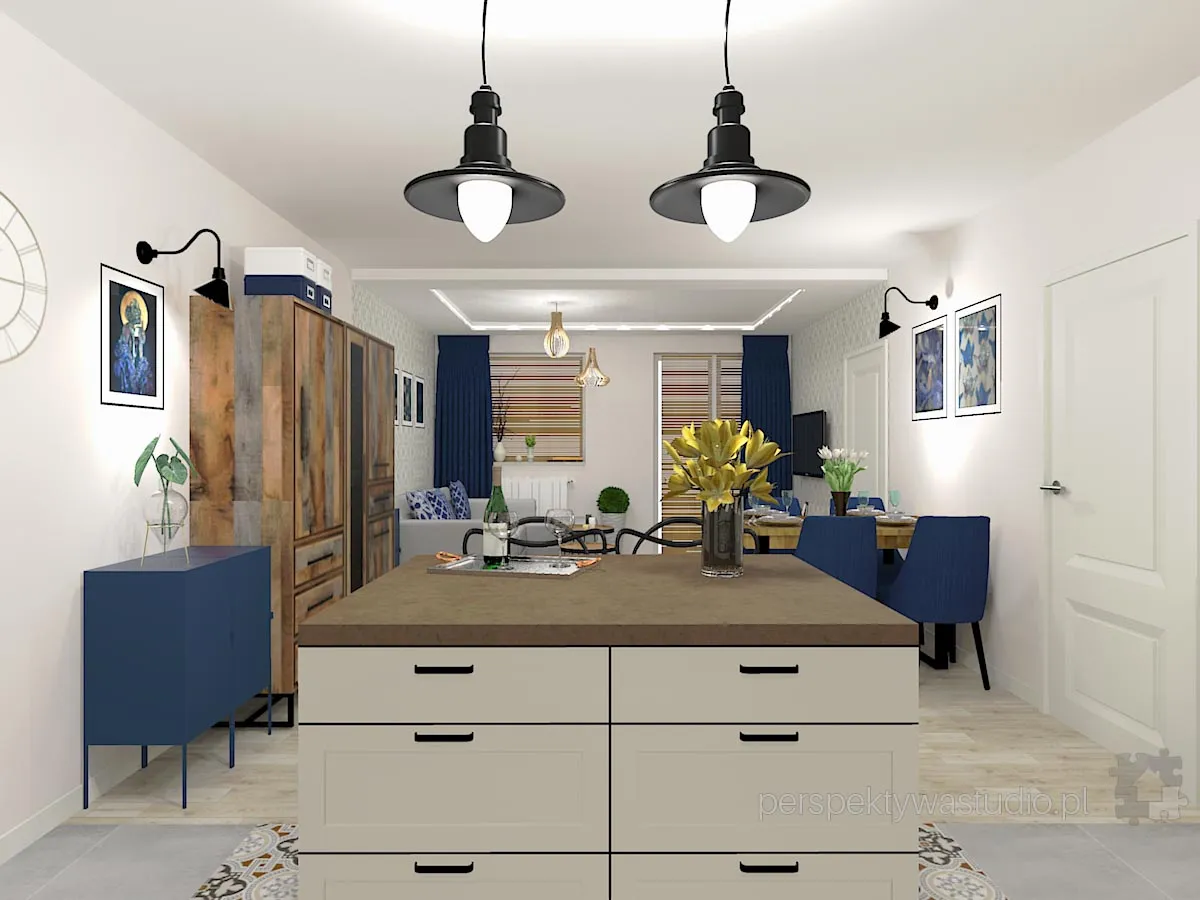 projektant wnetrz Lublin perspektywastudio.pl projekt salonu z aneksem nazywa sie irysh 22