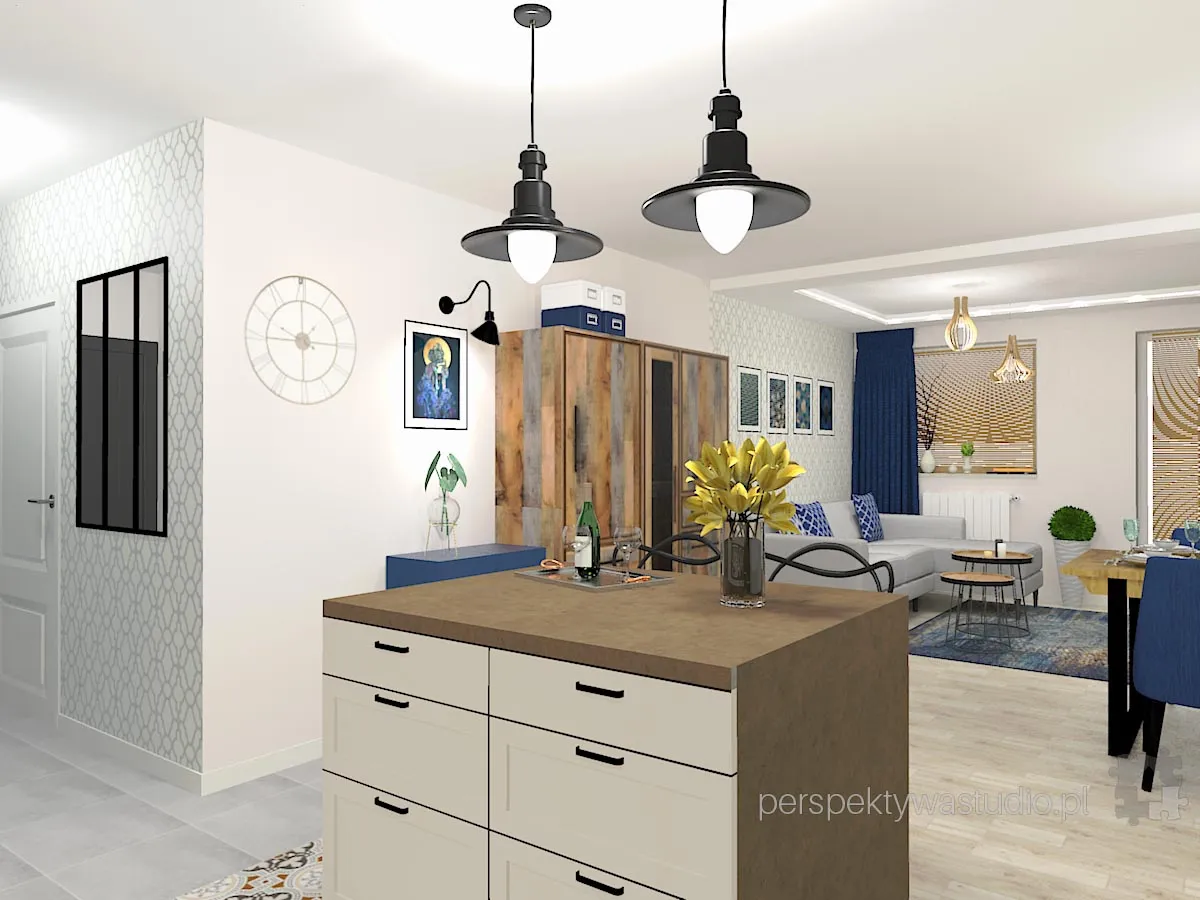 projektant wnetrz Lublin perspektywastudio.pl projekt salonu z aneksem nazywa sie irysh 4